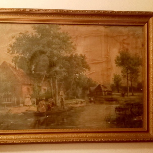 Painting used 1909 with glass and golden carved frame