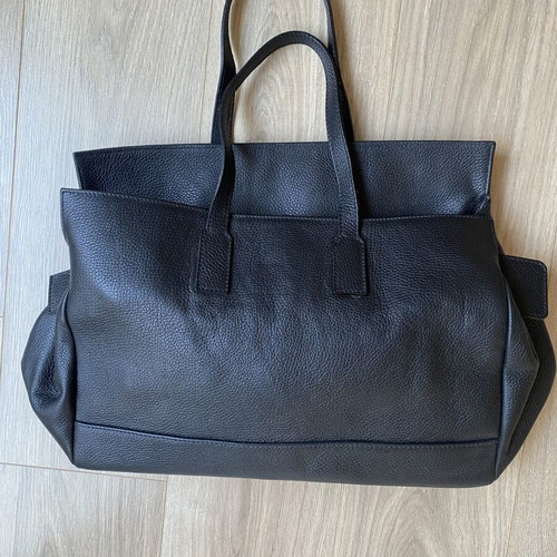 Zini Boutique Black Leather Fringe Tote Bag