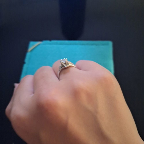 Silver 950 ring with zirconia, handmade solitaire