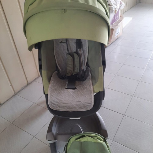 Stokke Xplory stroller used with carrycot and summer kit