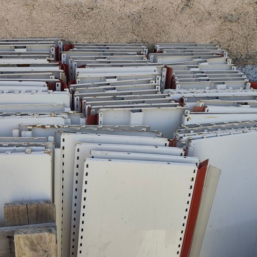 Professional equipment with 4 used refrigerators and supermarket shelves