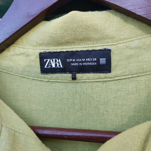Zara linen mix green oversized shirt M