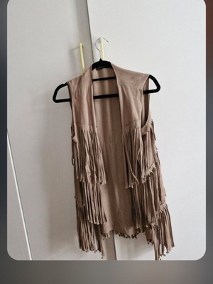 Top like new, beige, M/L, suede style with fringes