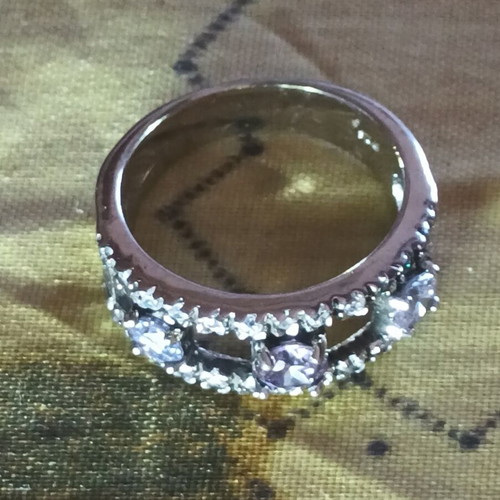 Silver ring 925 with pink and white zircon, size 53/54, like new