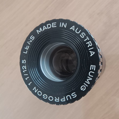 Eumig Suprogon projector lens used, f 1:1 12.5mm
