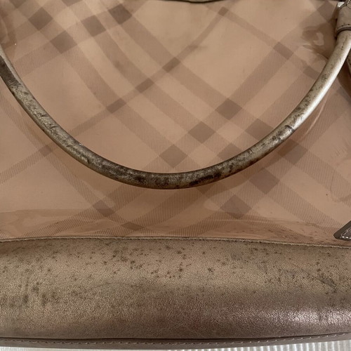 Burberry shoulder tote bag used, transparent pink PVC with pouch