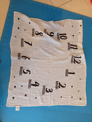 Watch Me Grow Pearhead Baby Photography Blanket like new, 120x120 muslin