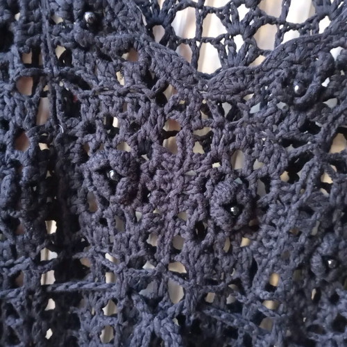 Sexy knitted black blouse like new with hematite beads