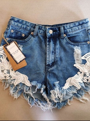 High-waisted crochet shorts - EU 38