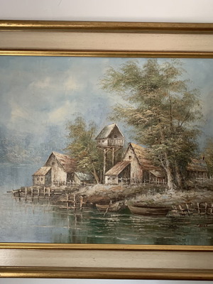 Painting with wooden gold frame 67x78