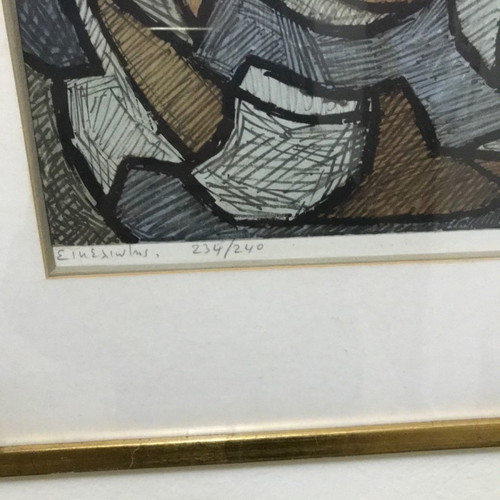 Collectible lithograph by Giorgos Sikeliotis used with frame