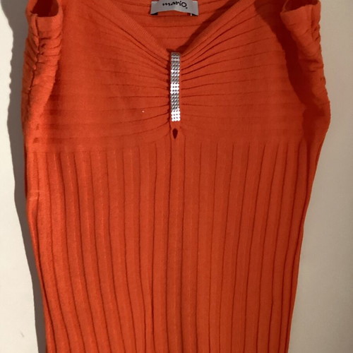 Mario knitted top orange like new with rhinestone straps, size small