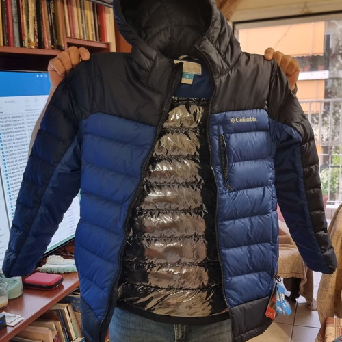 Columbia Autumn Park II Hooded Down Jacket new, men's size S, blue
