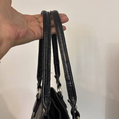 Efstathopoulos Black Genuine Leather Shoulder Bag preloved condition