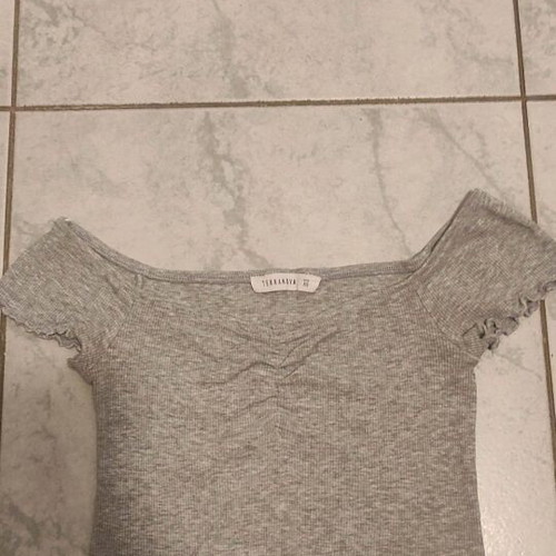 Crop cotton blouse gray, like new, size XS