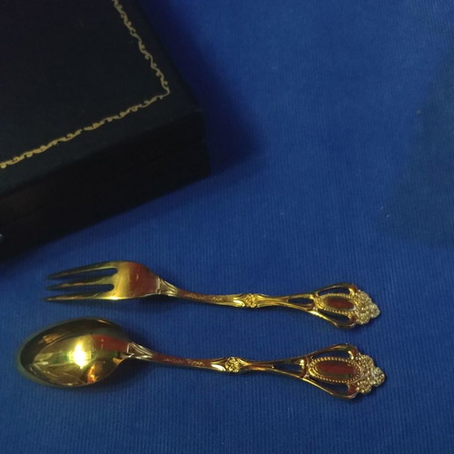 Σετ κουταλάκια και πιρουνάκια Noritake Christine επιχρυσωμένα, καινούργια