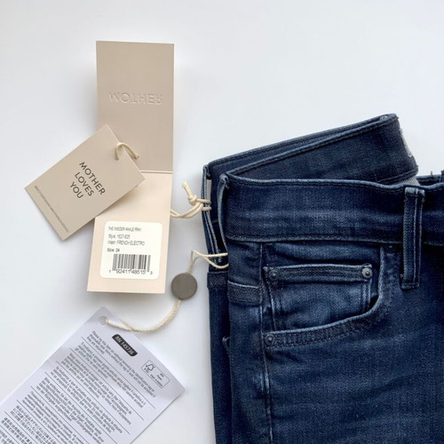 Mother The Insider ankle fray jeans new, dark blue, size 24