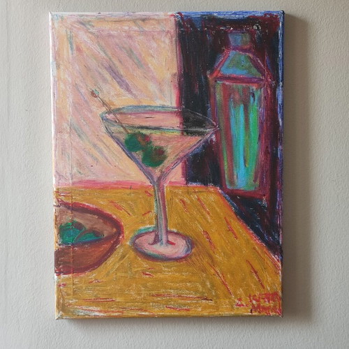 Martini Mood Original Oil Painting 40×30 cm like new