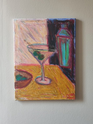 Martini Mood Original Oil Painting 40×30 cm like new