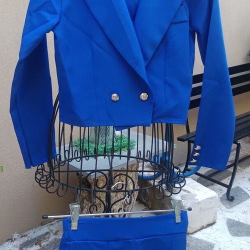 Blue blazer and shorts skirt set size S/M new