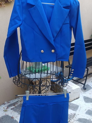 Blue blazer and shorts skirt set size S/M new