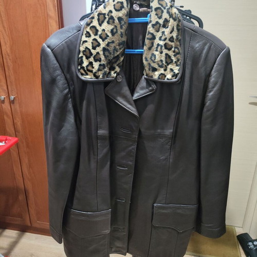 Vintage Alligator Leather Club leather jacket XL with removable leopard collar