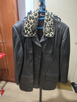Vintage Alligator Leather Club leather jacket XL with removable leopard collar
