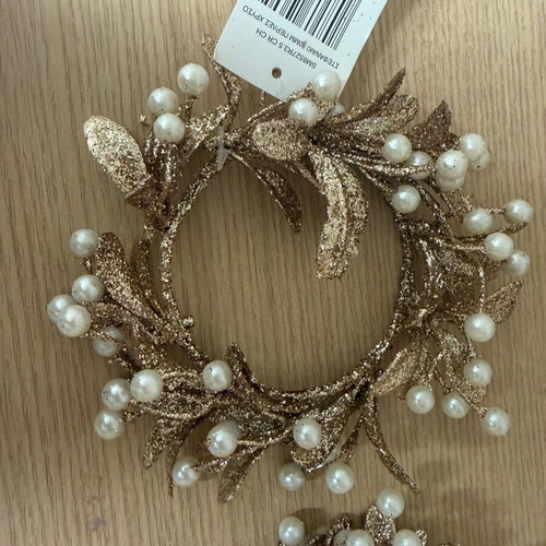 Christmas decorative wreaths rose gold with pearls, new