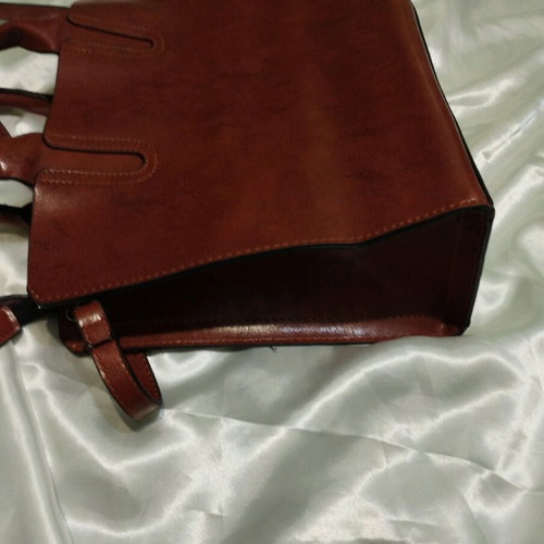 Synthetic leather bag tan brown hand and shoulder new