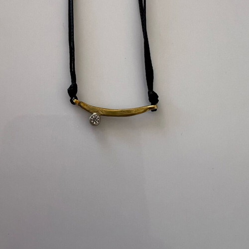 Necklace with gold-plated silver 925 and rhinestone element like new