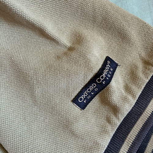 Oxford Company Mens Light Khaki Cotton Pique Polo Shirt Size L Like New