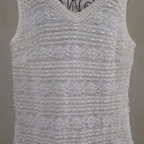 Pinko Top Embroidered With Pearls New, Medium, White