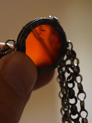 Vintage silver bracelet with amber used