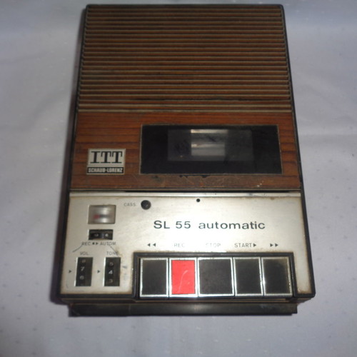 ITT tape recorder used, with cassette for recording and playback