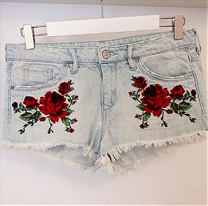 H&M σορτσάκι τζιν roses embroidery