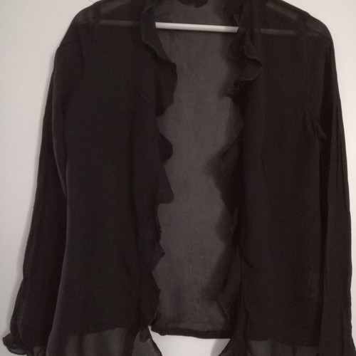 Zara sheer shirt used, medium size, black with ruffles