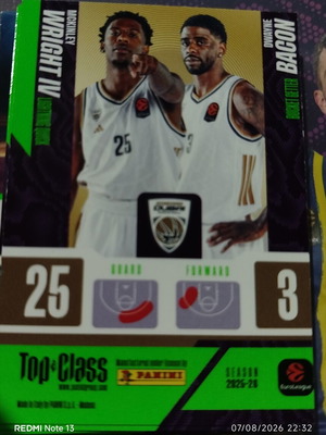 Panini Top Class Euroleague stickers used