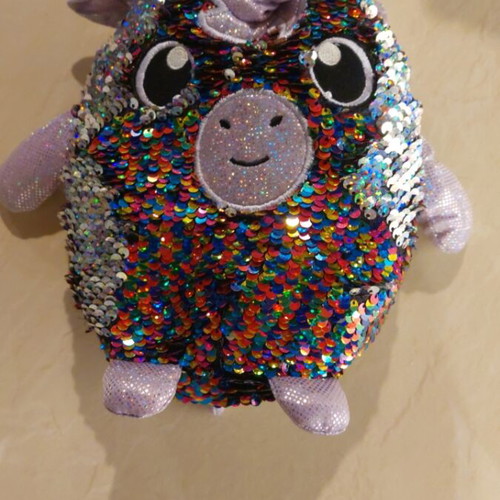 Shimmeez 8" Maggie Unicorn Sequin Plush Stuffed Animal like new