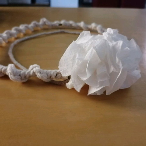 Handmade bridal wreath with macrame and white carnation new