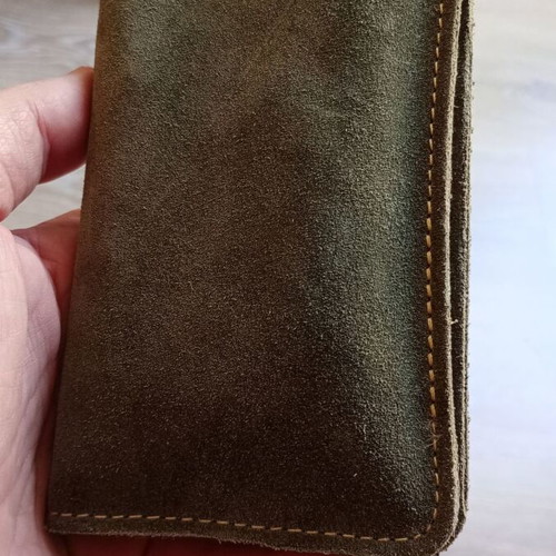 Suede tobacco pouch with VW Transporter Type 2 print like new
