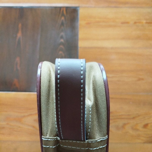 Toiletry bag like new, brown canvas with leather strap BAZOOKA