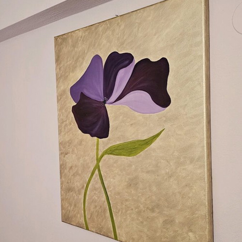 Paintings with purple flowers handmade, new pack of 2, hand painted