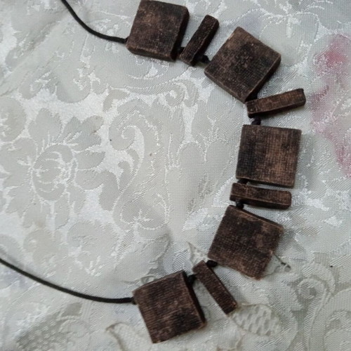 Ethnic handmade clay necklace with enamel, 2004, new