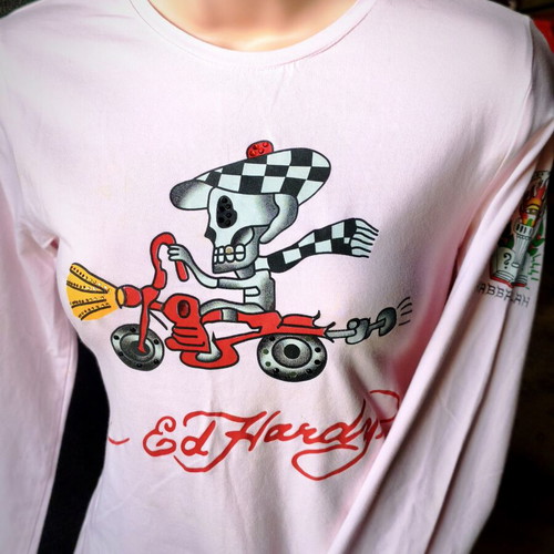 Ed Hardy long-sleeve top with rhinestones, like new, XXL slim fit