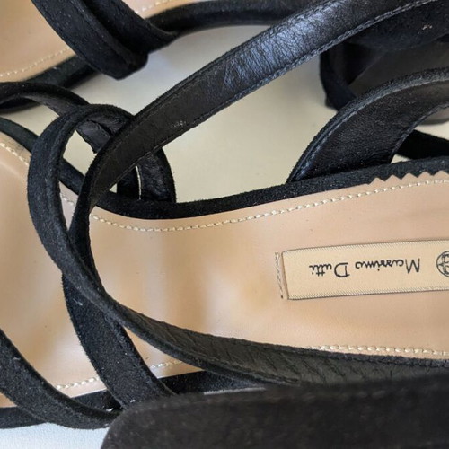 Massimo Dutti black sandals size 37 with block heel like new