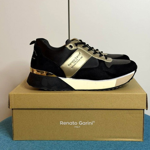 Renato Garini women's sneakers size 38 like new, black with gold