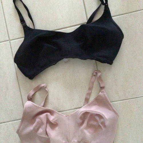 Nursing bras like new, sizes 85E and 85D, black and salmon