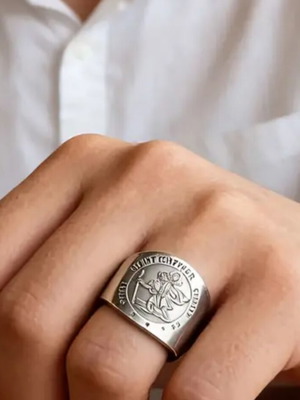 Saint Christopher ring adjustable, stainless steel 304, new