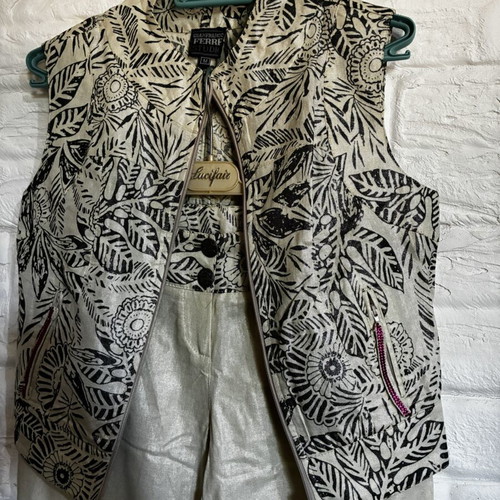 Gianfranco Ferre linen set like new, black and gray