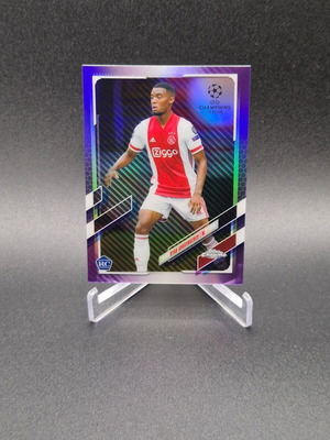 2020 Topps Chrome UEFA Champions League Purple Carbon Fiber Ryan Gravenberch #98 Rookie RC used Liverpool